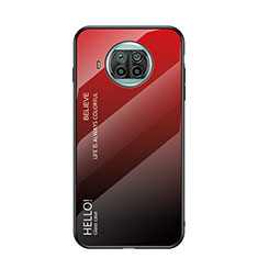 Custodia Silicone Specchio Laterale Sfumato Arcobaleno Cover LS1 per Xiaomi Mi 10i 5G Rosso