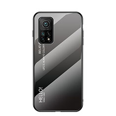 Custodia Silicone Specchio Laterale Sfumato Arcobaleno Cover LS1 per Xiaomi Mi 10T 5G Grigio Scuro