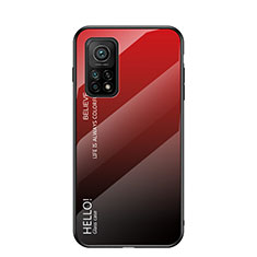 Custodia Silicone Specchio Laterale Sfumato Arcobaleno Cover LS1 per Xiaomi Mi 10T 5G Rosso