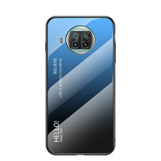 Custodia Silicone Specchio Laterale Sfumato Arcobaleno Cover LS1 per Xiaomi Mi 10T Lite 5G Blu