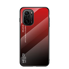 Custodia Silicone Specchio Laterale Sfumato Arcobaleno Cover LS1 per Xiaomi Mi 11i 5G Rosso