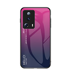 Custodia Silicone Specchio Laterale Sfumato Arcobaleno Cover LS1 per Xiaomi Mi 12 Lite NE 5G Rosa Caldo