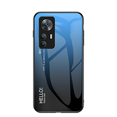 Custodia Silicone Specchio Laterale Sfumato Arcobaleno Cover LS1 per Xiaomi Mi 12T Pro 5G Blu
