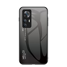 Custodia Silicone Specchio Laterale Sfumato Arcobaleno Cover LS1 per Xiaomi Mi 12T Pro 5G Grigio Scuro