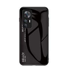 Custodia Silicone Specchio Laterale Sfumato Arcobaleno Cover LS1 per Xiaomi Mi 12T Pro 5G Nero