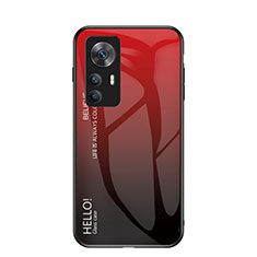 Custodia Silicone Specchio Laterale Sfumato Arcobaleno Cover LS1 per Xiaomi Mi 12T Pro 5G Rosso