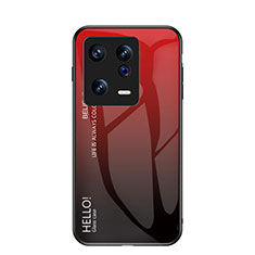 Custodia Silicone Specchio Laterale Sfumato Arcobaleno Cover LS1 per Xiaomi Mi 13 5G Rosso
