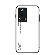 Custodia Silicone Specchio Laterale Sfumato Arcobaleno Cover LS1 per Xiaomi Mi 13 Lite 5G Bianco