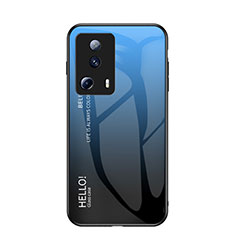 Custodia Silicone Specchio Laterale Sfumato Arcobaleno Cover LS1 per Xiaomi Mi 13 Lite 5G Blu