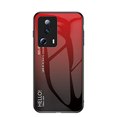 Custodia Silicone Specchio Laterale Sfumato Arcobaleno Cover LS1 per Xiaomi Mi 13 Lite 5G Rosso