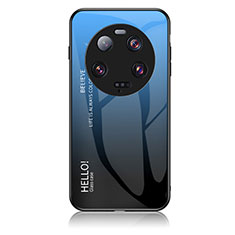 Custodia Silicone Specchio Laterale Sfumato Arcobaleno Cover LS1 per Xiaomi Mi 13 Ultra 5G Blu