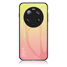 Custodia Silicone Specchio Laterale Sfumato Arcobaleno Cover LS1 per Xiaomi Mi 13 Ultra 5G Giallo