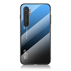Custodia Silicone Specchio Laterale Sfumato Arcobaleno Cover LS1 per Xiaomi Mi Note 10 Lite Blu