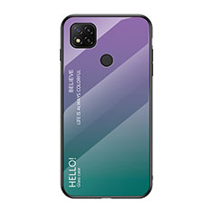 Custodia Silicone Specchio Laterale Sfumato Arcobaleno Cover LS1 per Xiaomi POCO C31 Multicolore
