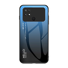 Custodia Silicone Specchio Laterale Sfumato Arcobaleno Cover LS1 per Xiaomi Poco C40 Blu