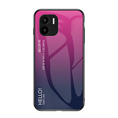 Custodia Silicone Specchio Laterale Sfumato Arcobaleno Cover LS1 per Xiaomi Poco C51 Rosa Caldo
