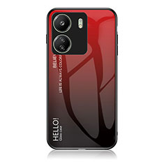 Custodia Silicone Specchio Laterale Sfumato Arcobaleno Cover LS1 per Xiaomi Poco C65 Rosso