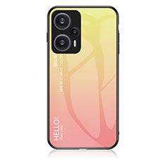 Custodia Silicone Specchio Laterale Sfumato Arcobaleno Cover LS1 per Xiaomi Poco F5 5G Giallo