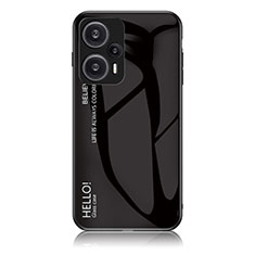 Custodia Silicone Specchio Laterale Sfumato Arcobaleno Cover LS1 per Xiaomi Poco F5 5G Nero