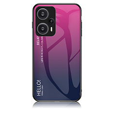 Custodia Silicone Specchio Laterale Sfumato Arcobaleno Cover LS1 per Xiaomi Poco F5 5G Rosa Caldo