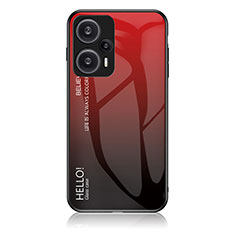 Custodia Silicone Specchio Laterale Sfumato Arcobaleno Cover LS1 per Xiaomi Poco F5 5G Rosso