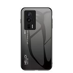 Custodia Silicone Specchio Laterale Sfumato Arcobaleno Cover LS1 per Xiaomi Poco F5 Pro 5G Grigio Scuro