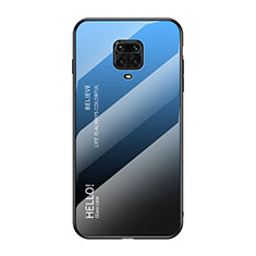 Custodia Silicone Specchio Laterale Sfumato Arcobaleno Cover LS1 per Xiaomi Poco M2 Pro Blu