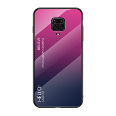 Custodia Silicone Specchio Laterale Sfumato Arcobaleno Cover LS1 per Xiaomi Poco M2 Pro Rosa Caldo