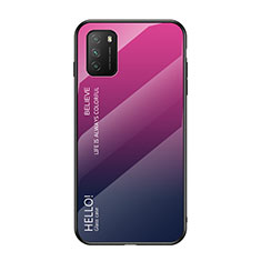 Custodia Silicone Specchio Laterale Sfumato Arcobaleno Cover LS1 per Xiaomi Poco M3 Rosa Caldo