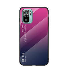 Custodia Silicone Specchio Laterale Sfumato Arcobaleno Cover LS1 per Xiaomi Poco M5S Rosa Caldo