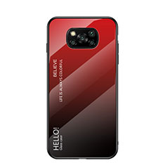 Custodia Silicone Specchio Laterale Sfumato Arcobaleno Cover LS1 per Xiaomi Poco X3 NFC Rosso