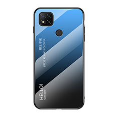 Custodia Silicone Specchio Laterale Sfumato Arcobaleno Cover LS1 per Xiaomi Redmi 10A 4G Blu