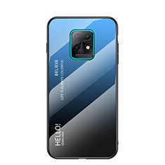 Custodia Silicone Specchio Laterale Sfumato Arcobaleno Cover LS1 per Xiaomi Redmi 10X 5G Blu