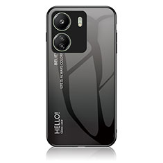 Custodia Silicone Specchio Laterale Sfumato Arcobaleno Cover LS1 per Xiaomi Redmi 13C Grigio Scuro