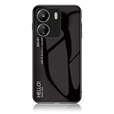 Custodia Silicone Specchio Laterale Sfumato Arcobaleno Cover LS1 per Xiaomi Redmi 13C Nero