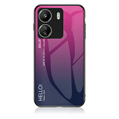 Custodia Silicone Specchio Laterale Sfumato Arcobaleno Cover LS1 per Xiaomi Redmi 13C Rosa Caldo