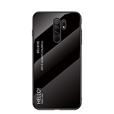 Custodia Silicone Specchio Laterale Sfumato Arcobaleno Cover LS1 per Xiaomi Redmi 9 Nero