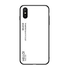 Custodia Silicone Specchio Laterale Sfumato Arcobaleno Cover LS1 per Xiaomi Redmi 9A Bianco
