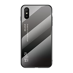 Custodia Silicone Specchio Laterale Sfumato Arcobaleno Cover LS1 per Xiaomi Redmi 9A Grigio Scuro