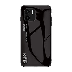 Custodia Silicone Specchio Laterale Sfumato Arcobaleno Cover LS1 per Xiaomi Redmi A2 Nero
