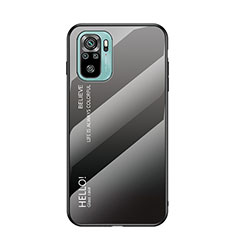 Custodia Silicone Specchio Laterale Sfumato Arcobaleno Cover LS1 per Xiaomi Redmi Note 10S 4G Grigio Scuro