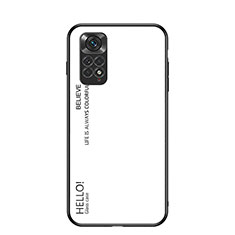 Custodia Silicone Specchio Laterale Sfumato Arcobaleno Cover LS1 per Xiaomi Redmi Note 11 4G (2022) Bianco