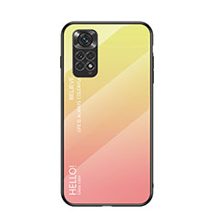 Custodia Silicone Specchio Laterale Sfumato Arcobaleno Cover LS1 per Xiaomi Redmi Note 11 4G (2022) Giallo