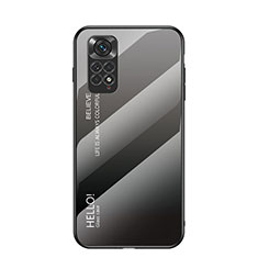 Custodia Silicone Specchio Laterale Sfumato Arcobaleno Cover LS1 per Xiaomi Redmi Note 11 4G (2022) Grigio Scuro