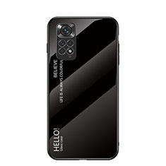 Custodia Silicone Specchio Laterale Sfumato Arcobaleno Cover LS1 per Xiaomi Redmi Note 11 4G (2022) Nero