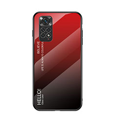 Custodia Silicone Specchio Laterale Sfumato Arcobaleno Cover LS1 per Xiaomi Redmi Note 11 4G (2022) Rosso