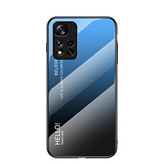 Custodia Silicone Specchio Laterale Sfumato Arcobaleno Cover LS1 per Xiaomi Redmi Note 11 Pro+ Plus 5G Blu