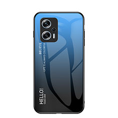 Custodia Silicone Specchio Laterale Sfumato Arcobaleno Cover LS1 per Xiaomi Redmi Note 11T Pro+ Plus 5G Blu