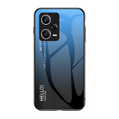 Custodia Silicone Specchio Laterale Sfumato Arcobaleno Cover LS1 per Xiaomi Redmi Note 12 Pro 5G Blu