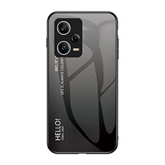 Custodia Silicone Specchio Laterale Sfumato Arcobaleno Cover LS1 per Xiaomi Redmi Note 12 Pro 5G Grigio Scuro